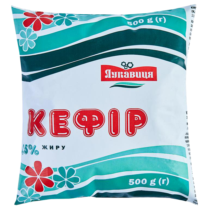 Кефір ЛУКАВИЦЯ 2,5%, 500г, плівка поліетиленова